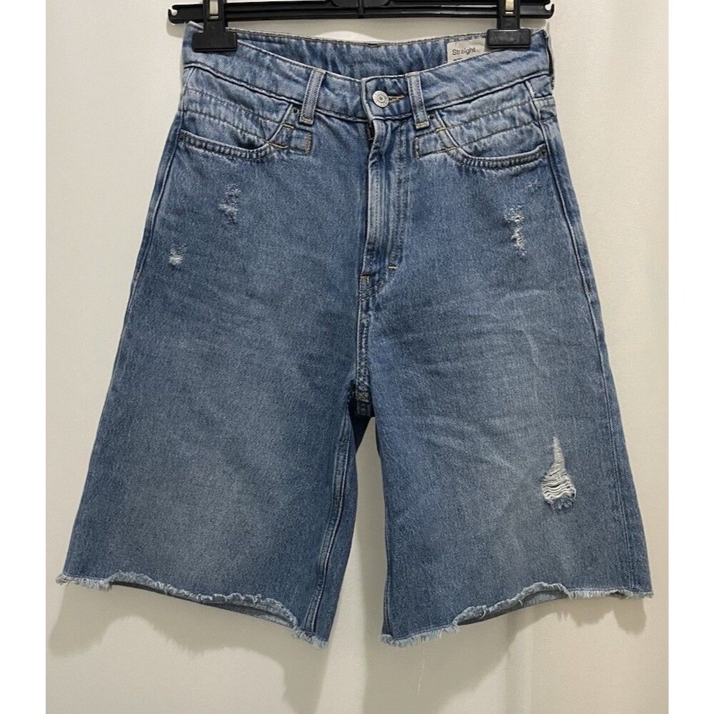 Esprit Baggy High Waist Bermuda Denim Shorts Skate Mom Jean 100% Cotton SZ 26